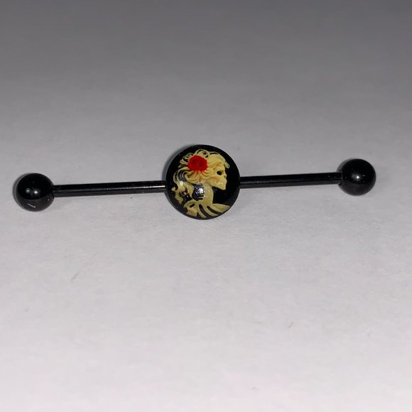 Skeleton Cameo Industrial Bar, 14 Gauge - Picture 4 of 11